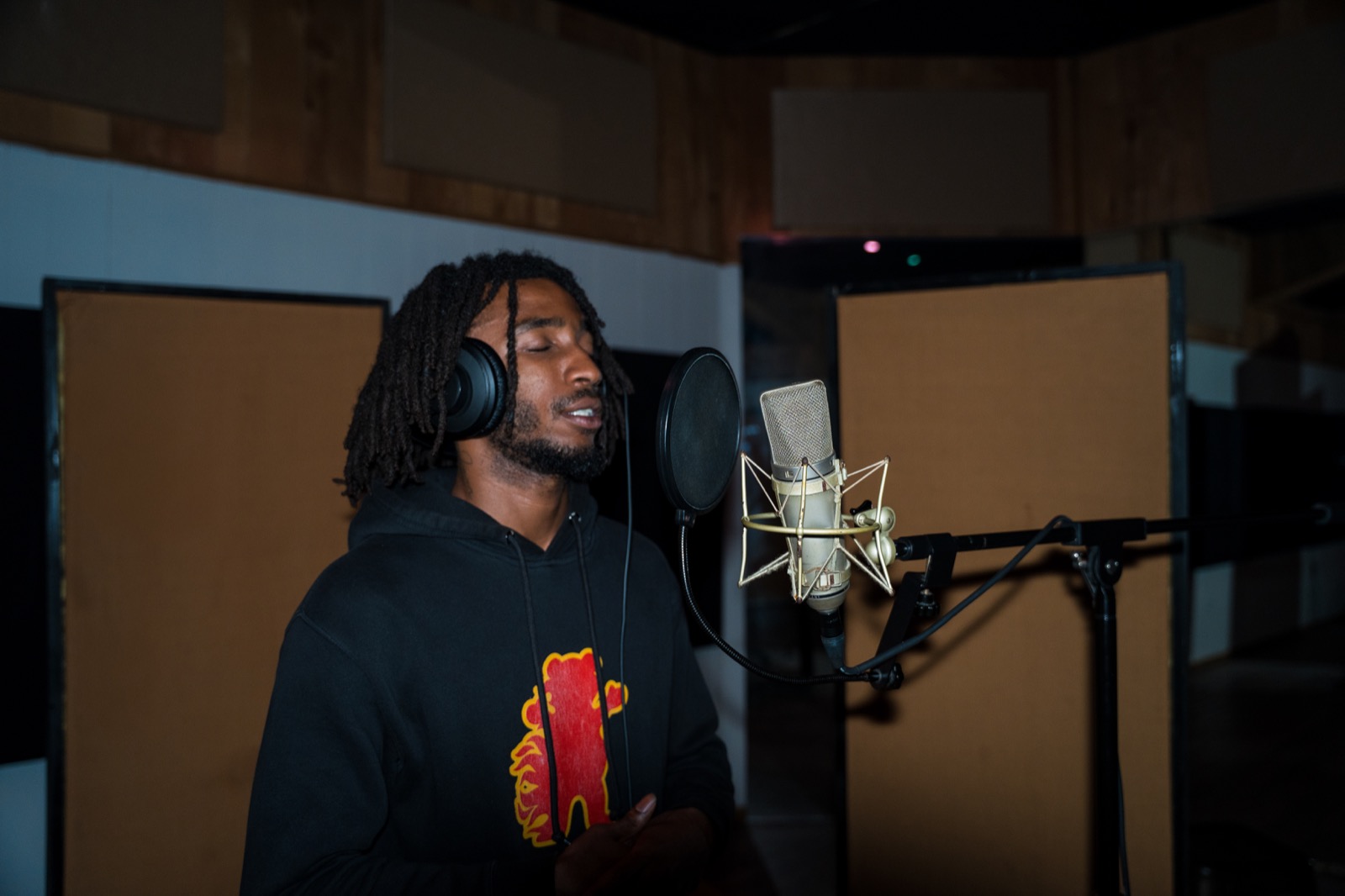 Artist recording vocals at Executive Studios in Clearwater, Florida